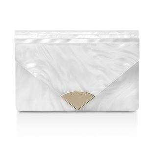Michael Kors Barbara envelope clutch in optic white rare !